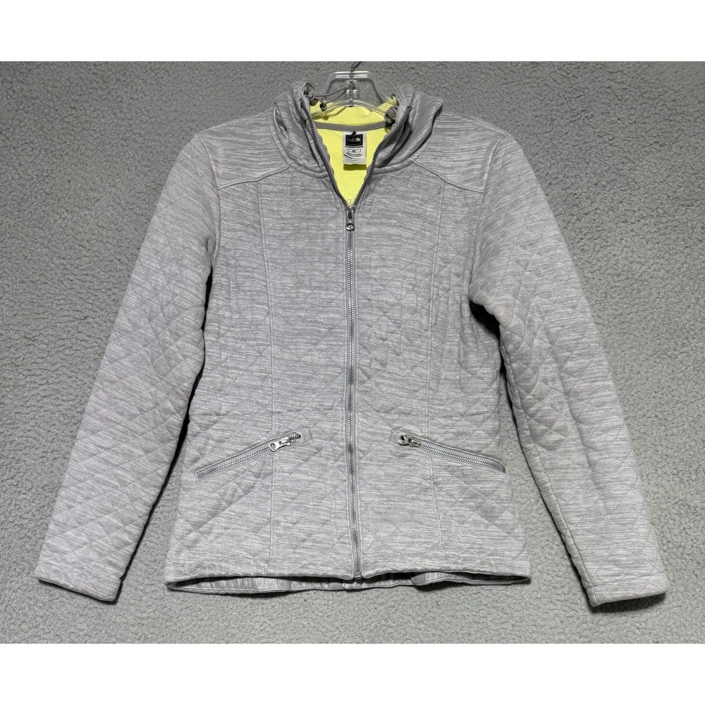 The North Face Moncada Quilted Hooded Jacket Womens Small Gray Full Zip